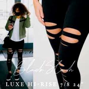 Zyia Black Slash Luxe Hi-Rise 7/8 24"  Size 14-16